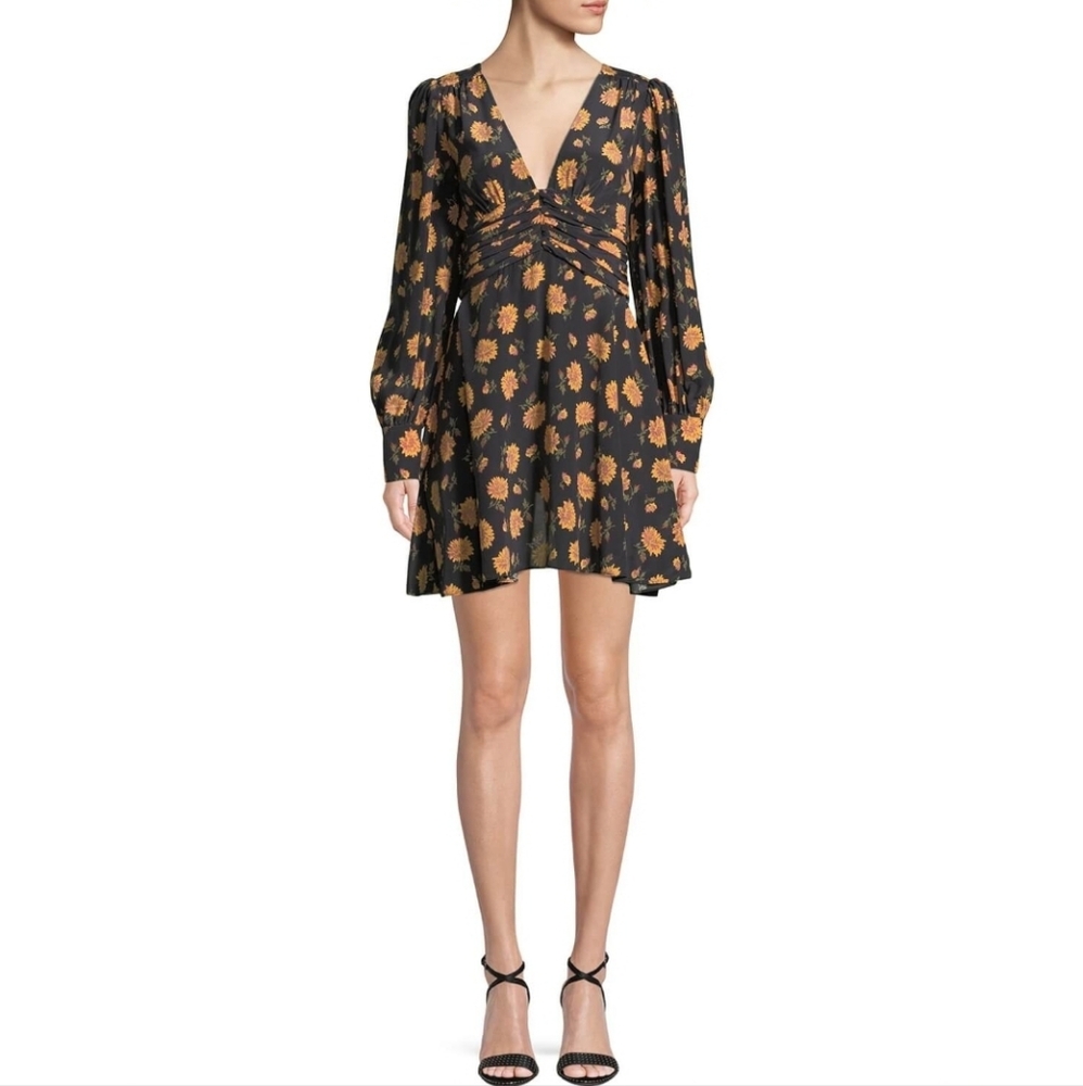 Veronica Beard Marion Floral Silk Crepe Mini Dress Size 12